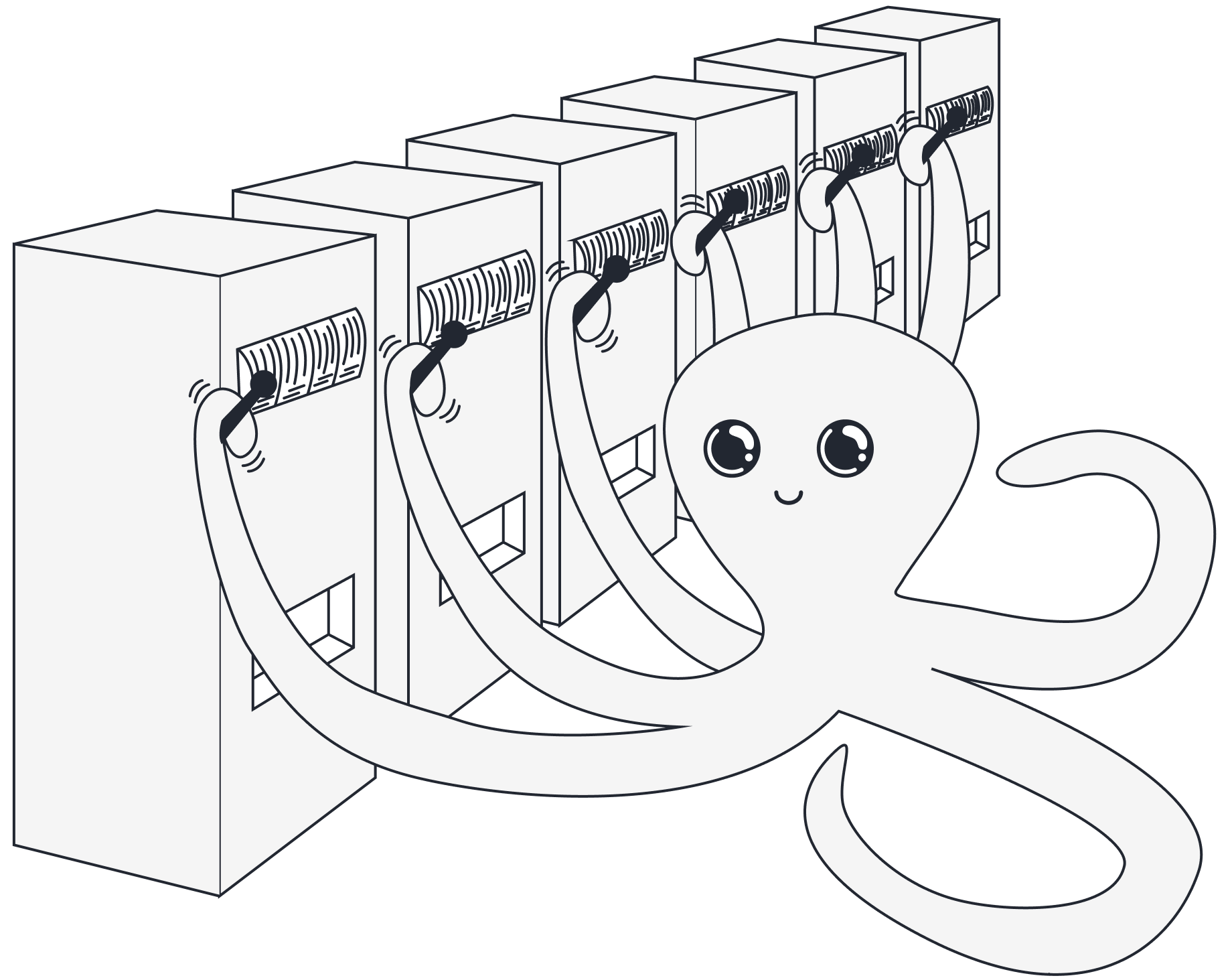 Octopus pulling leavers