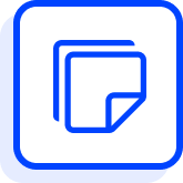 Blue icon of a stack of documents