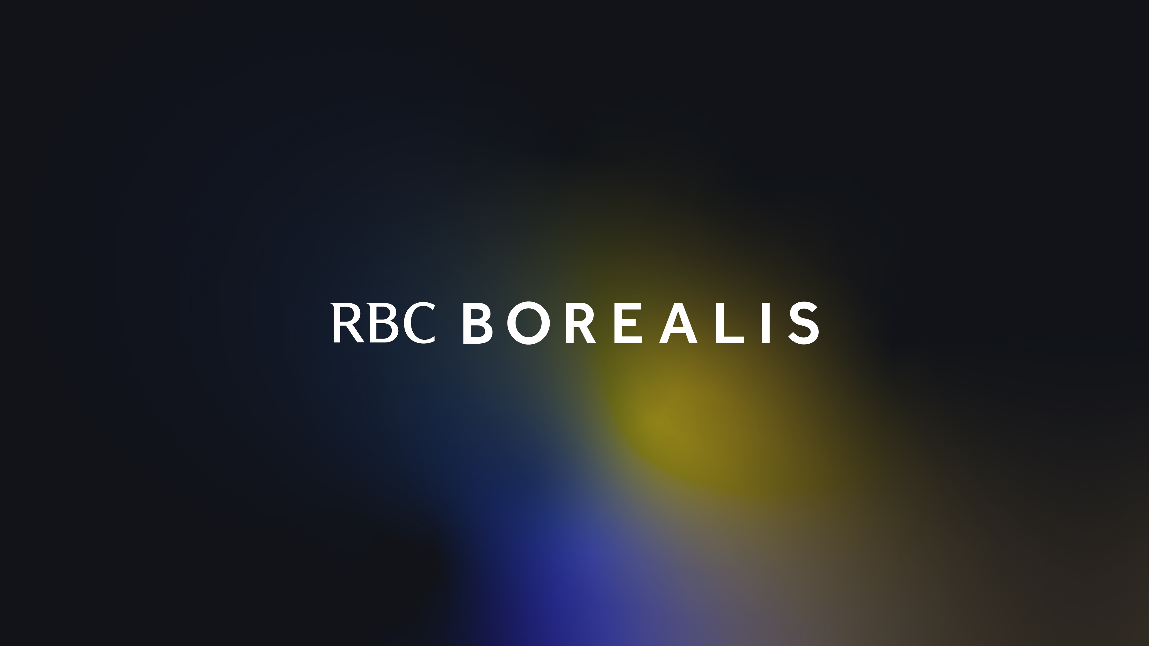 RBC Borealis logo on black, yellow and navy gradient background